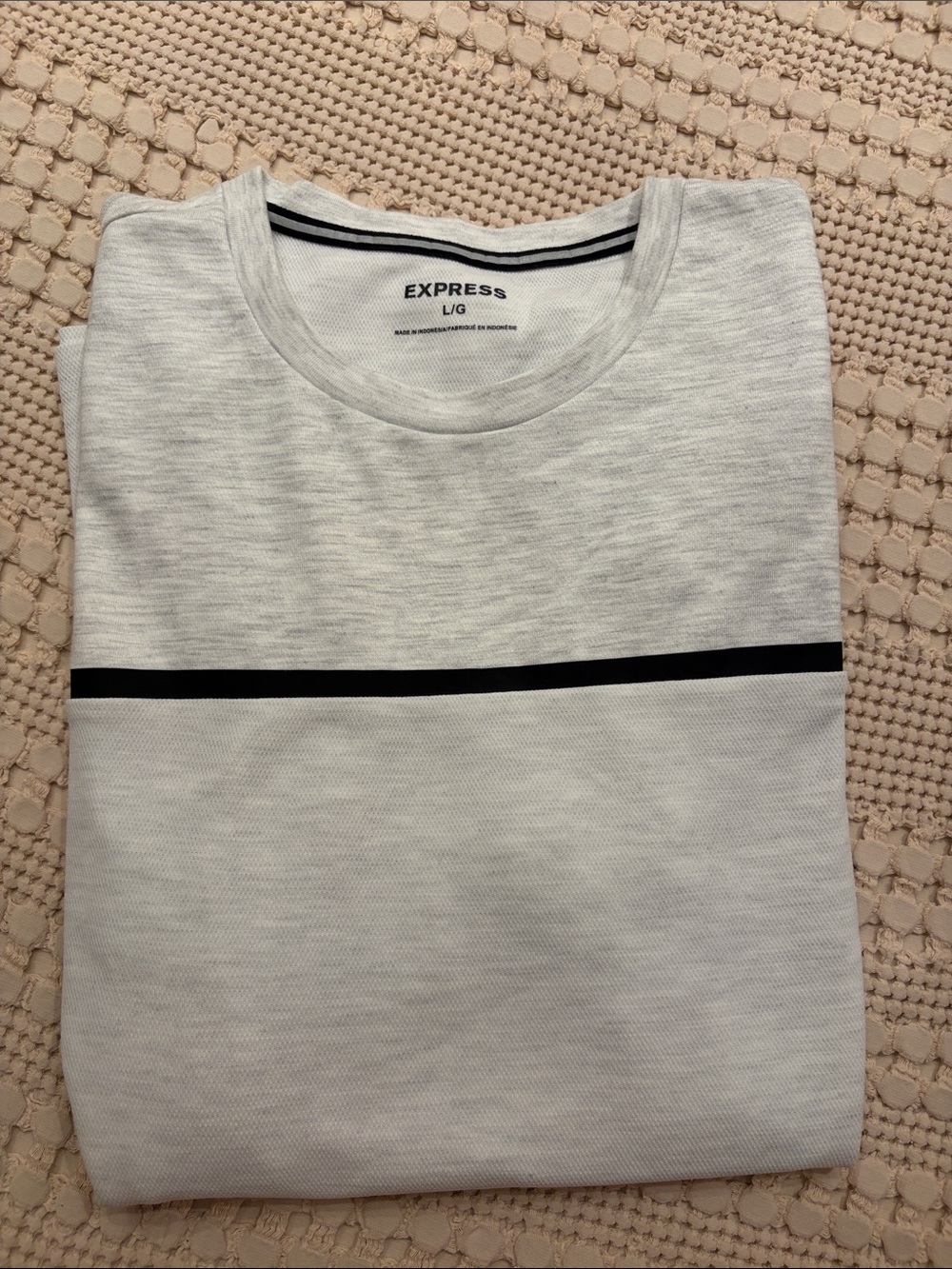 Express Light Gray Long Sleeve Crew with Black Chest Stripe size L - Picture 5 of 5